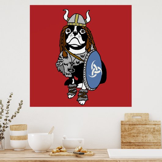 Viking Boston Terrier Poster (Küche)