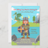 Viking Boy Krieger und Dragon Birthday Party Einladung (Vorderseite)