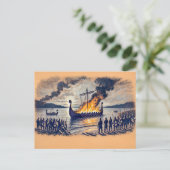 Viking Burial in Pastel Chalk Zeichnend Postkarte (Stehend Vorderseite)