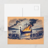 Viking Burial in Pastel Chalk Zeichnend Postkarte (Vorne/Hinten)