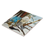 Viking Cat Blue Dragon Fliese (Seite)