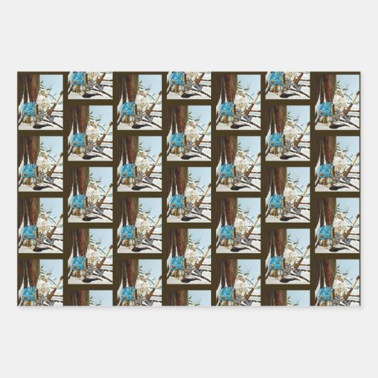 Viking Cat Blue Dragon Geschenkpapier Set (Vorderseite 3)