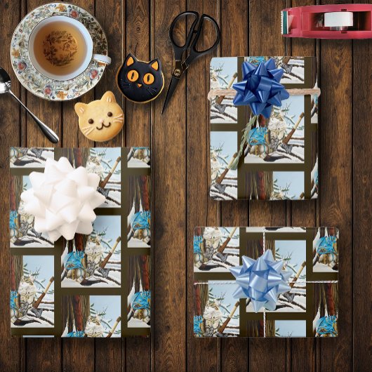 Viking Cat Blue Dragon Geschenkpapier Set