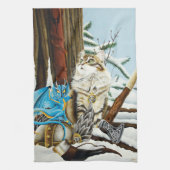 Viking Cat Blue Dragon Geschirrtuch (Vertikal)