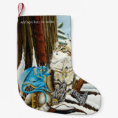 Viking Cat Blue Dragon Kleiner Weihnachtsstrumpf (Vorderseite)