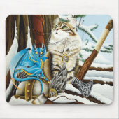 Viking Cat Blue Dragon Mousepad (Vorne)