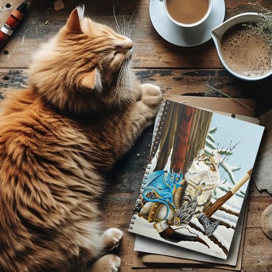 Viking Cat Blue Dragon Notizblock