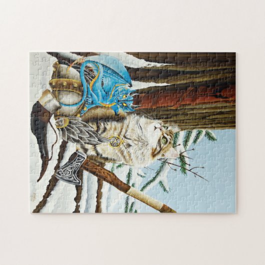 Viking Cat Blue Dragon Puzzle (Horizontal)