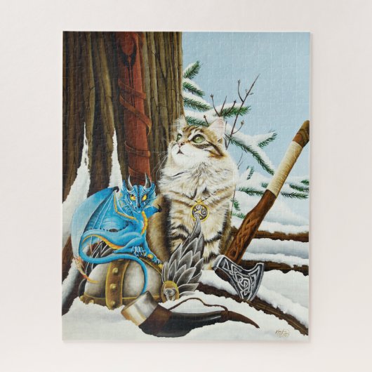 Viking Cat Blue Dragon Puzzle (Vertikal)