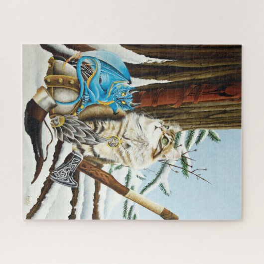 Viking Cat Blue Dragon Puzzle (Horizontal)