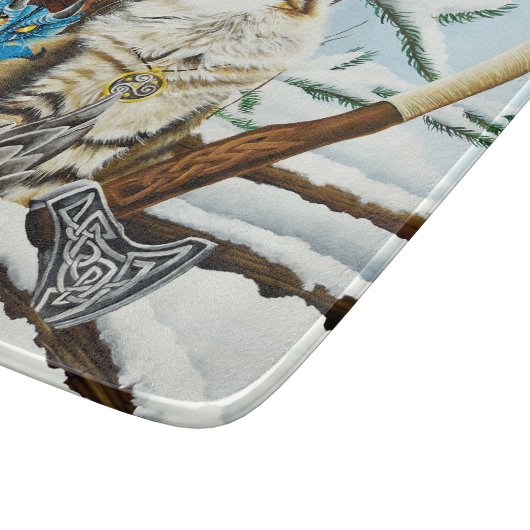 Viking Cat Blue Dragon Schneidebrett (Ecke)