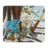 Viking Cat Blue Dragon Schneidebrett (Vorderseite)