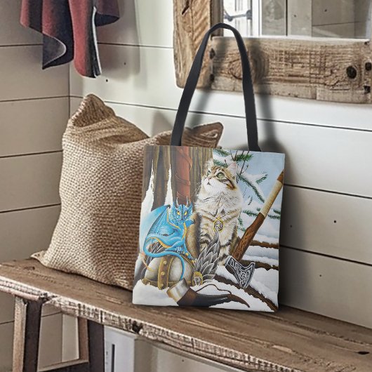 Viking Cat Blue Dragon Tasche
