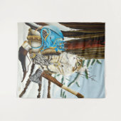 Viking Cat Blue Dragon Wandteppich (Vorderseite (Horizontal))