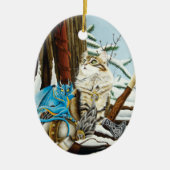 Viking Cat und Blue Dragon Keramik Ornament (Vorne)