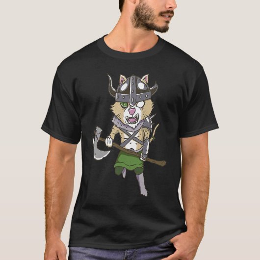 Viking Cat Valhalla Warrior T-Shirt (Vorderseite)