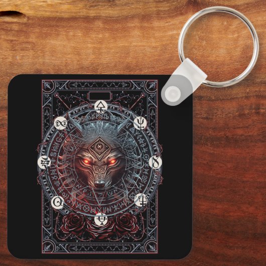 Viking Celtic Fenrir Wolf Brand Norse Mythology Wo Schlüsselanhänger (Rückseite)