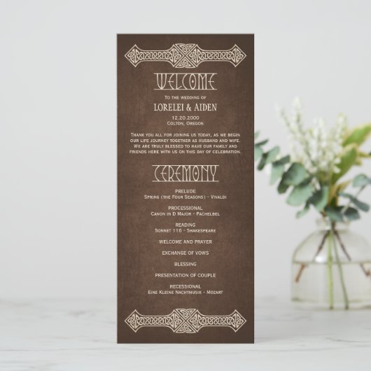 Viking Celtic Gamer Wedding Program (Stehend Vorderseite)