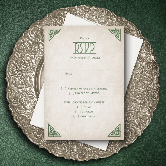 Viking Celtic Gamer Wedding RSVP Karte