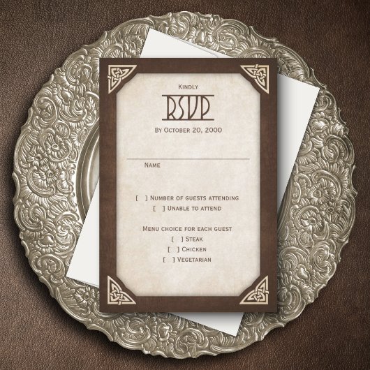 Viking Celtic Gamer Wedding RSVP Karte