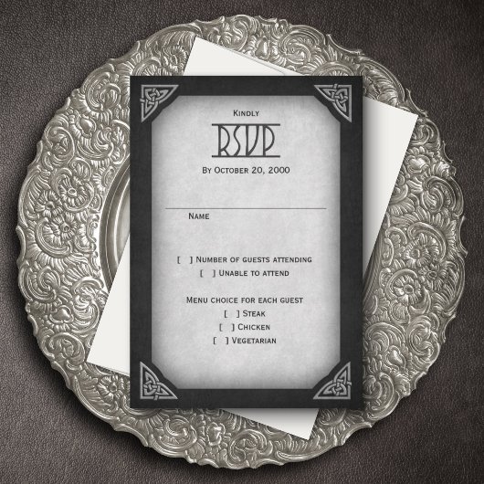 Viking Celtic Gamer Wedding RSVP Karte