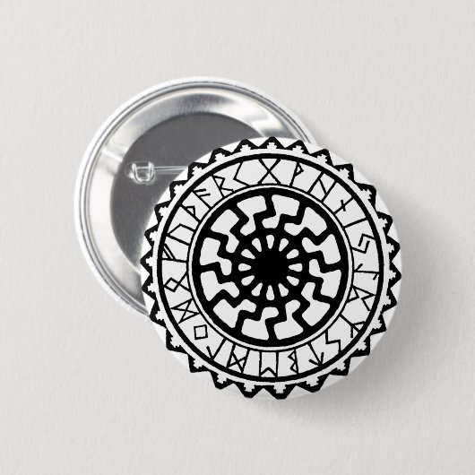 Viking Celtic Sun Rune Calendar Button (Vorne & Hinten)