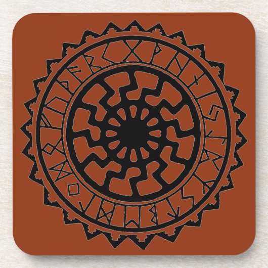Viking Celtic Sun Rune Calendar Untersetzer (Vorderseite)