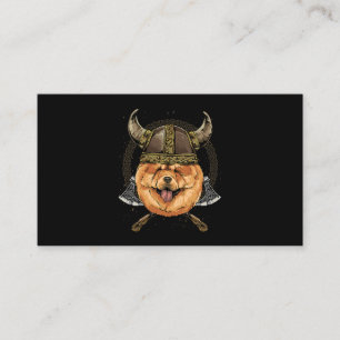 Viking Chow Chow Dog mit Viking Helmet Mjolnir Ax Visitenkarte