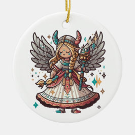 Viking Christmas Angel Keramik Ornament