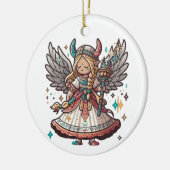 Viking Christmas Angel Keramik Ornament (Links)