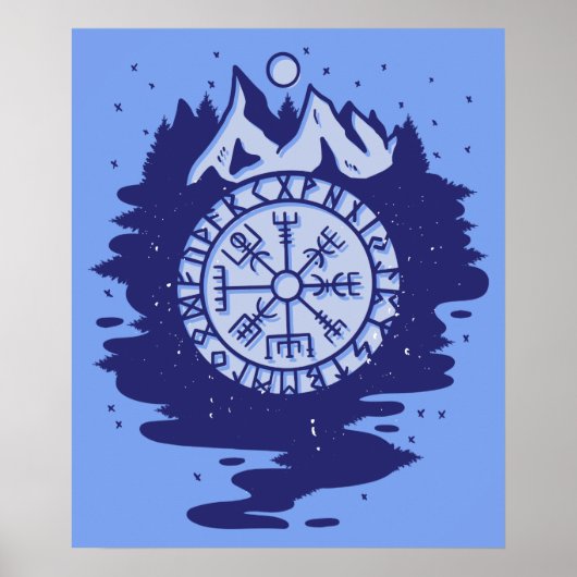 Viking Compass Nordic Symbols Poster (Vorne)