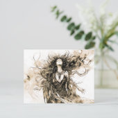 Viking Deity Sketch Drawing of Norse Goddess Hel Postkarte (Stehend Vorderseite)