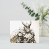 Viking Deity Sketch Pen Drawing of Norse God Loki Postkarte (Stehend Vorderseite)