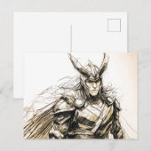 Viking Deity Sketch Pen Drawing of Norse God Loki Postkarte (Vorne/Hinten)
