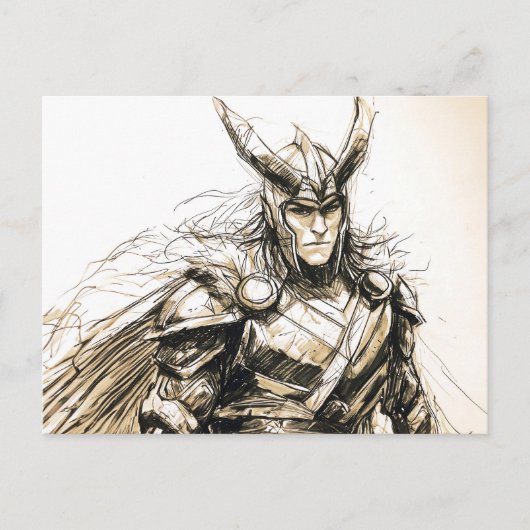 Viking Deity Sketch Pen Drawing of Norse God Loki Postkarte (Vorderseite)