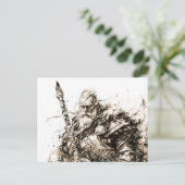 Viking Deity Sketch Pen Drawing of Norse God Odin Postkarte (Stehend Vorderseite)