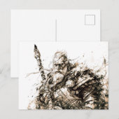 Viking Deity Sketch Pen Drawing of Norse God Odin Postkarte (Vorne/Hinten)