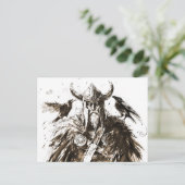 Viking Deity Sketch Pen Drawing of Norse God Odin Postkarte (Stehend Vorderseite)