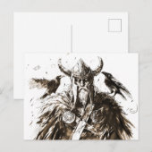 Viking Deity Sketch Pen Drawing of Norse God Odin Postkarte (Vorne/Hinten)
