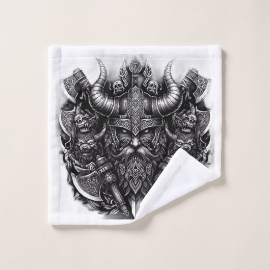 Viking Design Badhandtuch Set (Waschlappen)