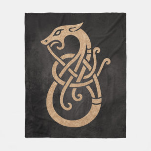 Viking Dragon Knot - Alte Nord-Symbol auf schwarz Fleecedecke