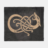 Viking Dragon Knot - Alte Nord-Symbol auf schwarz Fleecedecke (Vorderseite (Horizontal))