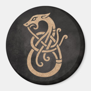 Viking Dragon Knot - Alte Nord-Symbol auf schwarz Magnet