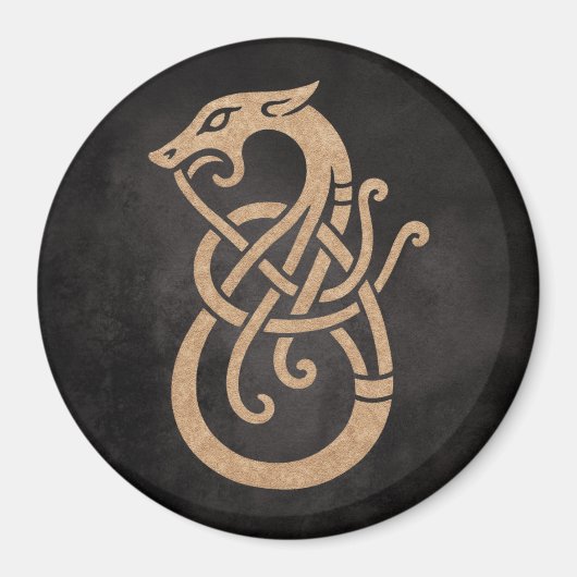 Viking Dragon Knot - Alte Nord-Symbol auf schwarz Magnet (Vorne)