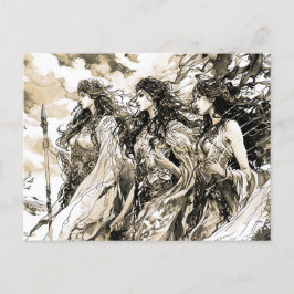 Viking Drawing of a Norse God three norns Postkarte