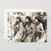 Viking Drawing of a Norse God three norns Postkarte (Vorne/Hinten)