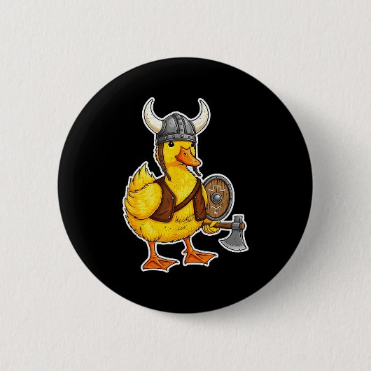 Viking Duck Funny Warrior Design Button (Vorderseite)