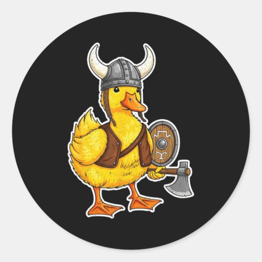 Viking Duck Funny Warrior Design Runder Aufkleber (Vorderseite)