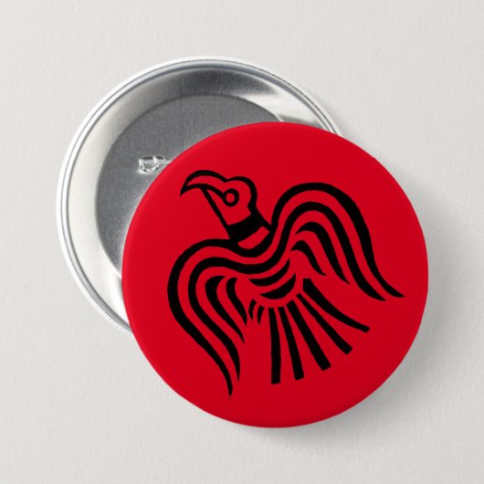 Viking-Fahnen-Raben-Symbol Button (Vorne & Hinten)