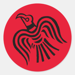 Viking-Fahnen-Raben-Symbol Runder Aufkleber